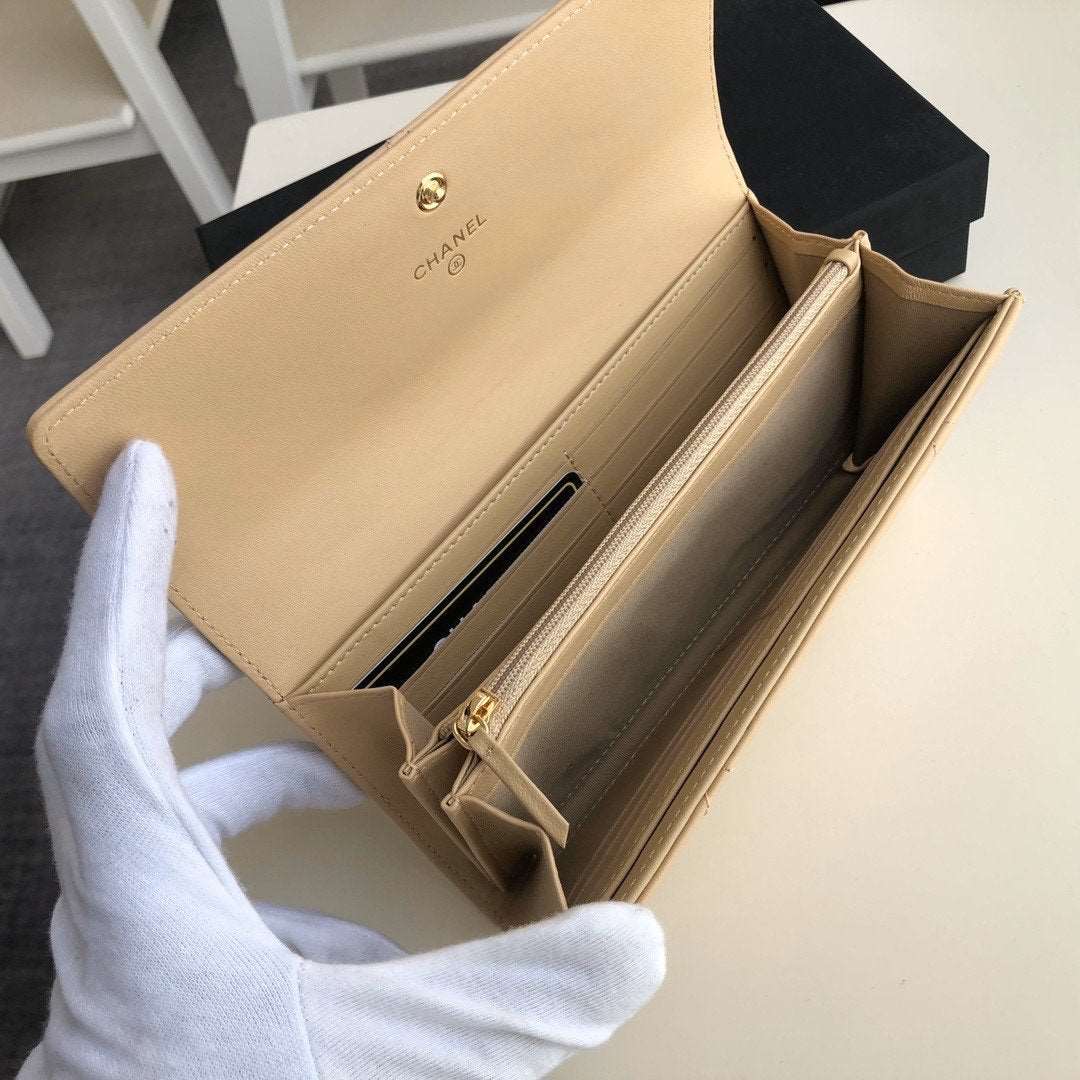 19 キルティング フラップ ウォレット ロング ゴートスキン